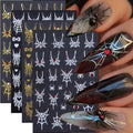 Halloween Nail Art Stickers Decals with Rhinestones - 4 Sheets with Spider Web & Goth Design - Variation 19