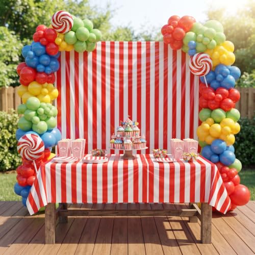 Red and White Striped Tablecloth Roll - Party Decor & Event Supplies