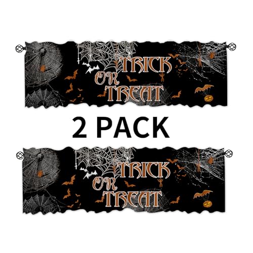 Halloween Cobweb Window Valance - Black Trick or Treat 54x18 Inches Kitchen Bathroom Decor