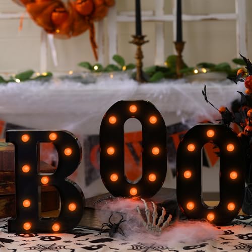 Halloween Decorations-3 Marquee Light up Letters "BOO" Decorative Sign