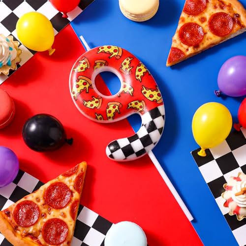 Spooky Horror Themed Numeral Birthday Candle - Black & White Checkered Pizza Topper, Video Game & Bear Decor, Variation of THIS listing