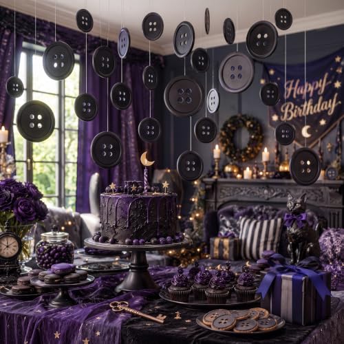 Button Decoration Set - Black 15cm, 20cm, 25cm - Hanging Banner Craft Kit