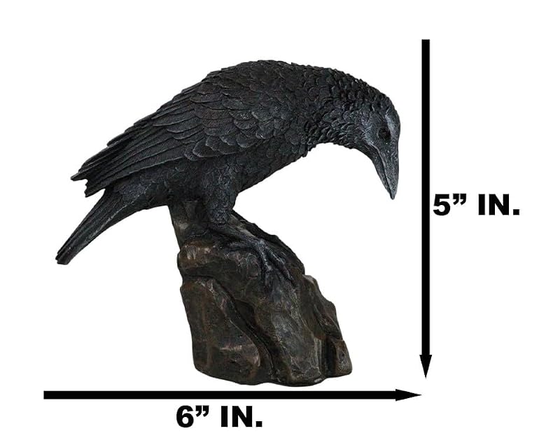 Gothic Raven Sculpture Figurine - Edgar Poe Inspired Bird Decor, 5 Inch