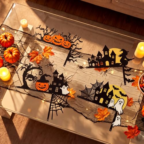 Halloween Door Frame Topper Set - Haunted House Wall Art, 4 Designs, Multicolor