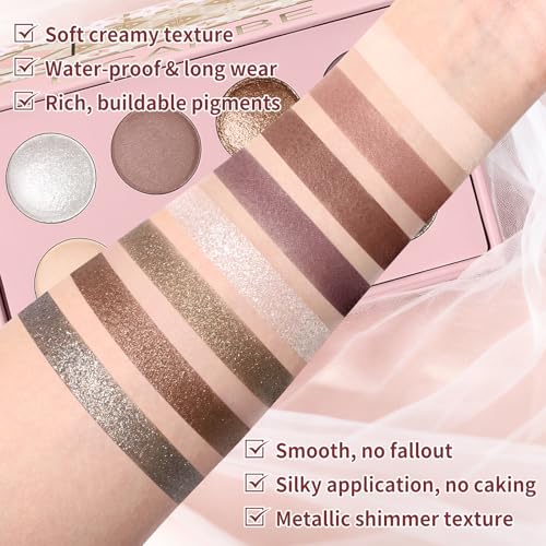 UCANBE Baked Eyeshadow Palette Set - Matte & Shimmer Neutral Tones, Long-Lasting (02 Matte & Shimmer)