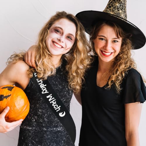 Birthday Witch Satin Sash with Glitter Lettering - Halloween Party Accessory