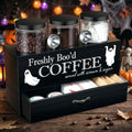 Halloween Coffee Bar Decor Set with Black Storage Box and Jars - Ghost Theme