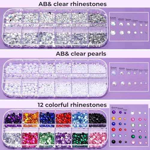 Face Glitter Rhinestones Kit with 40 Colors, Pearls & Glue for Face & Nails