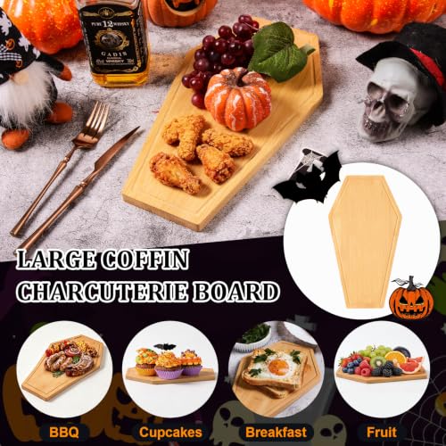 Coffin-Shaped Cutting Board with Juice Groove - Halloween Charcuterie Board, Bamboo