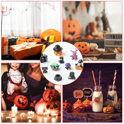 Halloween Miniature Figurines Set - 30 Resin Decorative Figures for Table Decor & Collecting