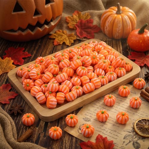 Mini Artificial Pumpkins Bulk 50 Pcs for Halloween Fall Decor Table Vase Filler
