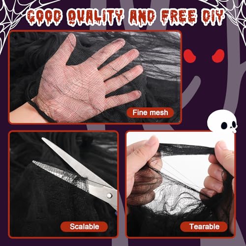 Halloween Black Creepy Gauze Cloth - 500x40in Haunted House Decor - Variation: Black