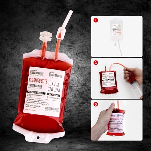 30 Pack Halloween Fake Blood Bags for Drinks Vampire Party Decoration - Reusable Blood Pouches