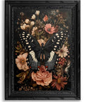 Black Gothic Butterfly Canvas Wall Art - Framed 16x12 Inches - Dark Decor