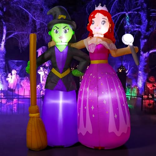 6FT Inflatable Witch Sisters Halloween Yard Decorations with Built-in LEDs, Outdoor & Indoor Spooky Decor