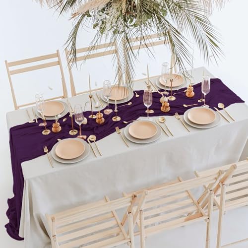 Gauze Table Runner Purple 35x120 Inch Halloween Rustic Cheesecloth Decor