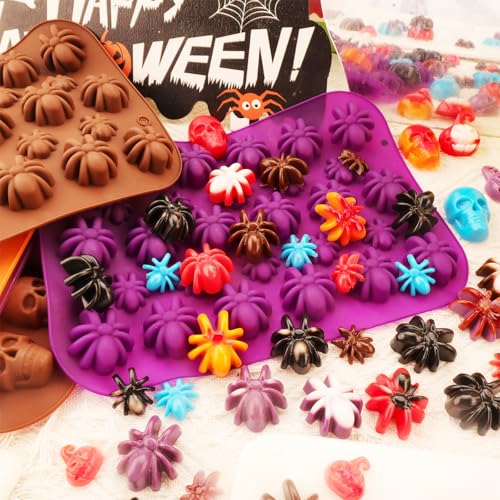 Halloween Silicone Mold 2-Pack Spider-Shaped Cake & Candy Molds, Food Grade Non-Stick, 28 Cavities