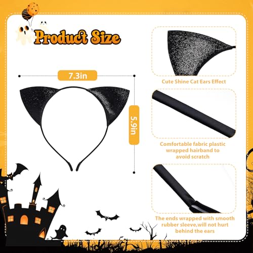Halloween Cat Makeup Kit with Headband, Eyeliner & Lipstick - Black & Adjustable