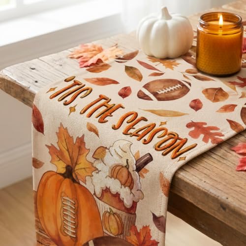Fall Football Table Runner 13x72 Inch Autumn Seasonal Home Decor
