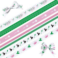 Halloween Witch Ribbons Set - Pink & Green Grosgrain Craft Wraps for Decorations