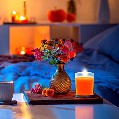 Orange Unscented Votive Candles in Clear Glass - Bulk Natural Soy Wax, 20 Pack