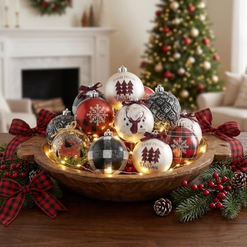 Christmas Ball Ornaments Set - 16 Pack 3.15 Inch Shatterproof Holiday Decorations