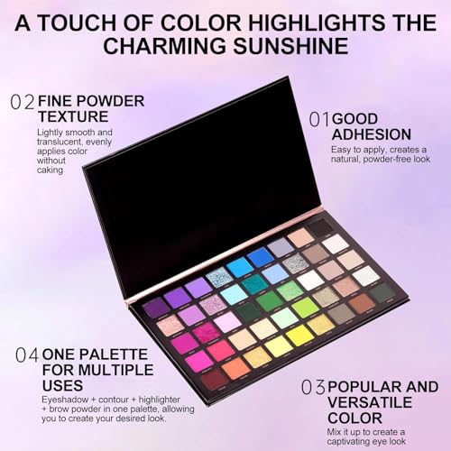 Colorful Eyeshadow Palette 45 Colors Matte Shimmer Metallic Long Lasting Makeup