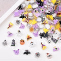 Halloween Nail Art Charms Set - 100pcs 3D Pumpkin, Ghost, Broom & Web Shapes - Variation Halloween-5