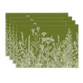 Spring Placemats Set of 4 - 12x18 Inch Green Herb & Flower Table Mats