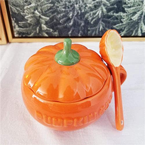 Cute Pumpkin Ceramic Coffee Mug 8.5oz with Spoon - Fall Kitchen Decor