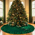 Green Velvet Christmas Tree Skirt 72 Inches Luxury Holiday Decor for Festive Home