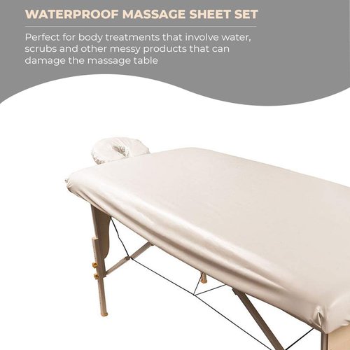 ForPro Professional Collection Waterproof Massage Table Cover - Machine Washable Spa Sheet Set, Natural