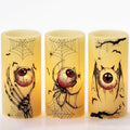 Eldnacele Cobweb Halloween Flameless Candles with 6H Timer - Spooky Decal Edition