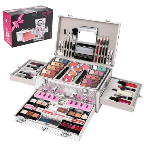 All-in-One Makeup Kit for Teens Silver 106 Pcs Professional Cosmetic Set
