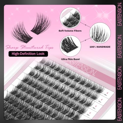 EASITENSION Cross Lash Clusters - 120 Natural 3D False Eyelashes for DIY Extensions