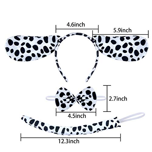 120pcs Halloween Dalmatian Puppy Dog Costume Set with Ears Headband for Cosplay & Party
