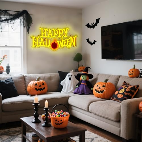 Happy Halloween Neon Sign - Halloween / Neon - Ready-to-Hang LED Decor, USB Powered