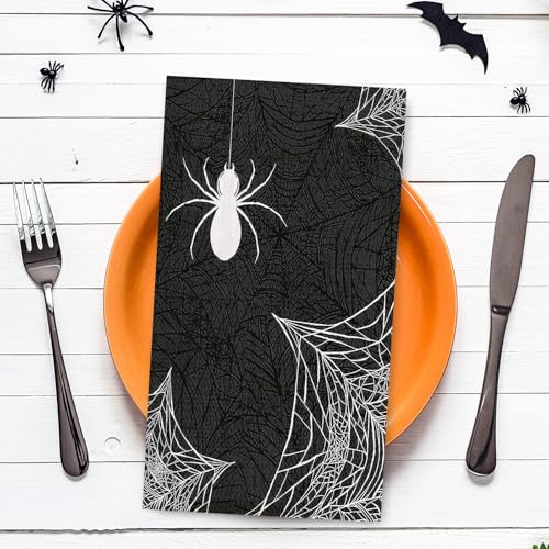 80Pcs Halloween Spider Web Disposable Napkins - Black & White Party Table Decor