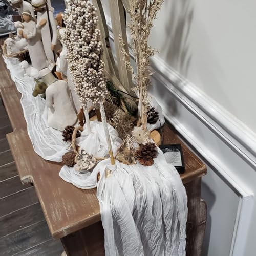 White Cheesecloth Table Runners 35 x 120 Inch - 12 Pack Boho Wedding Decor