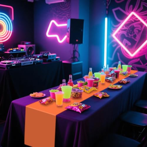 Glow-in-the-Dark Multicolor Plastic Table Runner - 8 Pack for Parties