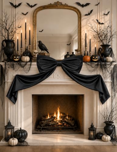 Giant Black Satin Bow for Halloween Door & Wall Decor 42 Inch