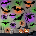 Halloween Bat Spider Wall Decor with LED Lights - 36 Pack