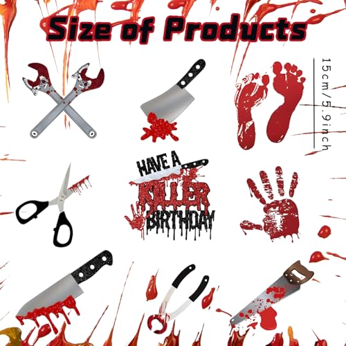 Halloween Horror Themed Honeycomb Centerpieces for Birthday Party Decorations - Bloody Knife Vampire Zombie Decor