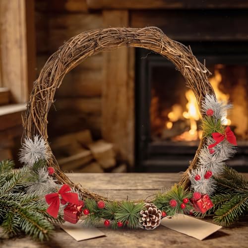16 Inch Natural Grapevine Wreath for DIY Christmas Holiday & Wedding Decor - Rustic Garland