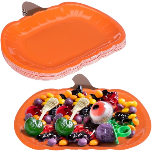 20pcs Pumpkin Paper Plates 9 Inch Halloween Autumn Harvest Party Dinnerware