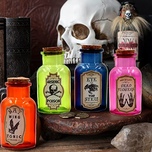 Halloween Potion Glass Bottle Set - Reusable Apothecary Decor with Labels & Stickers