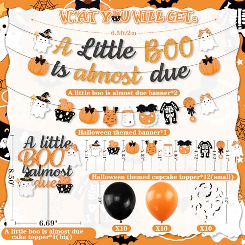 Halloween Baby Shower Decorations Set - Banners, Cake Toppers, Balloons, Ghost & Pumpkin Theme