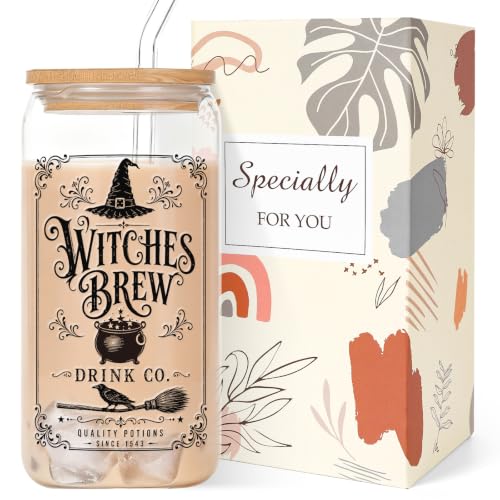 Halloween Witch Tumbler with Witches Brew Design - Gift Set, Witch Brew Variation