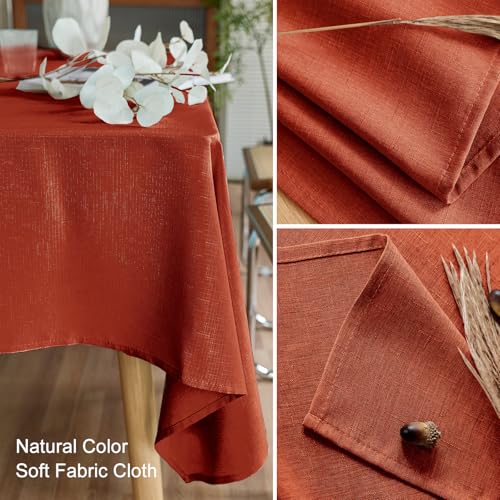 Textured Rectangle Table Cloth 60x84 Inch - Maple-Leaf Red Fall Decor