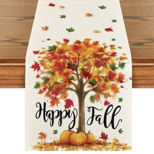 Beige 13x108 Inch Fall Table Runner - Polyester Home Party Decor